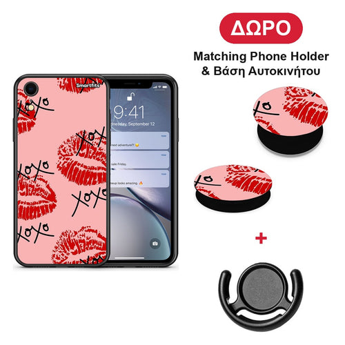 XOXO Lips - iPhone XR θήκη + Δώρο Phone Holder & Βάση Αυτοκινήτου