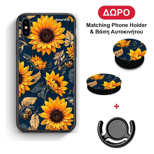 Autumn Sunflowers - iPhone Xs Max θήκη + Δώρο Phone Holder & Βάση Αυτοκινήτου