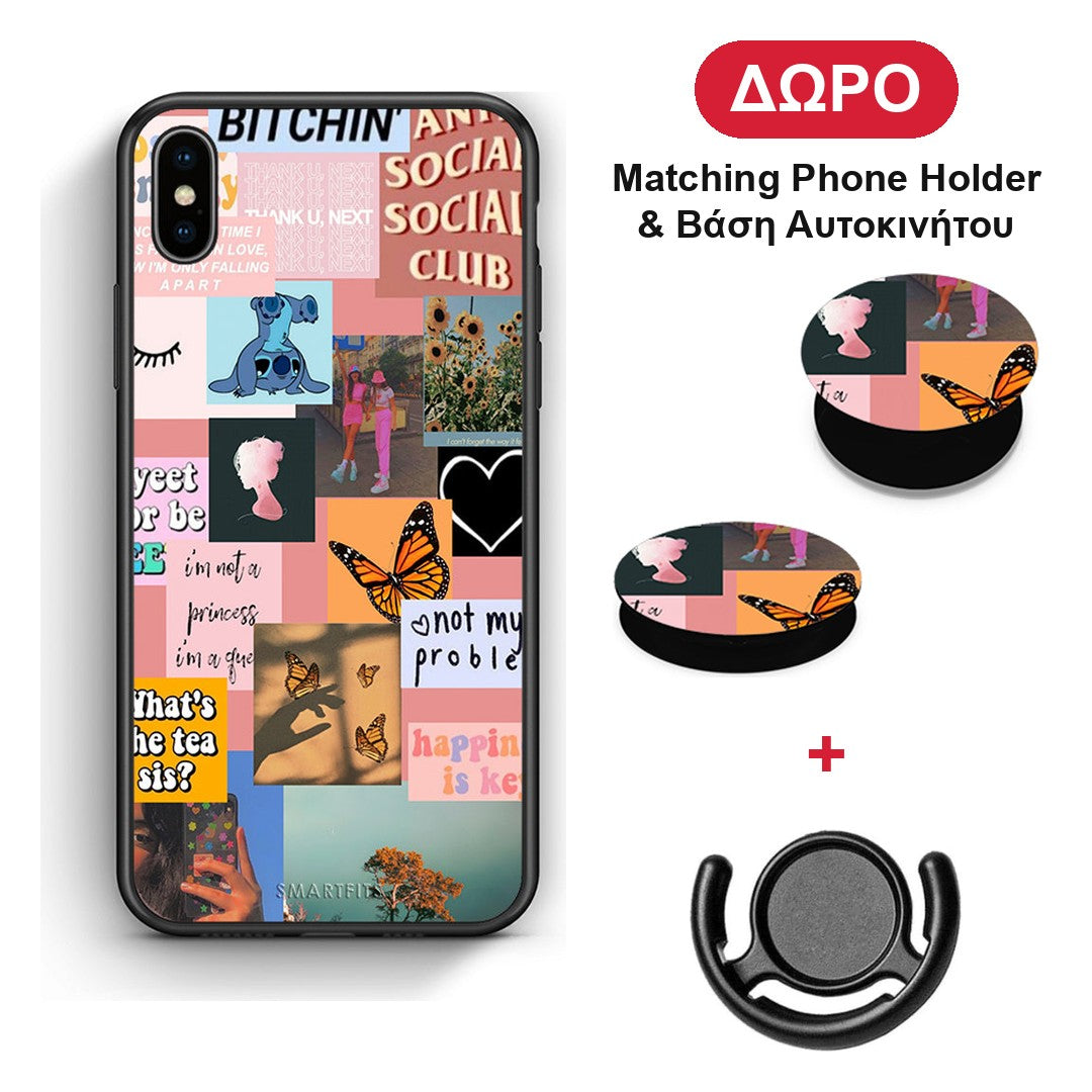 Collage Bitchin - iPhone Xs Max θήκη + Δώρο Phone Holder & Βάση Αυτοκινήτου