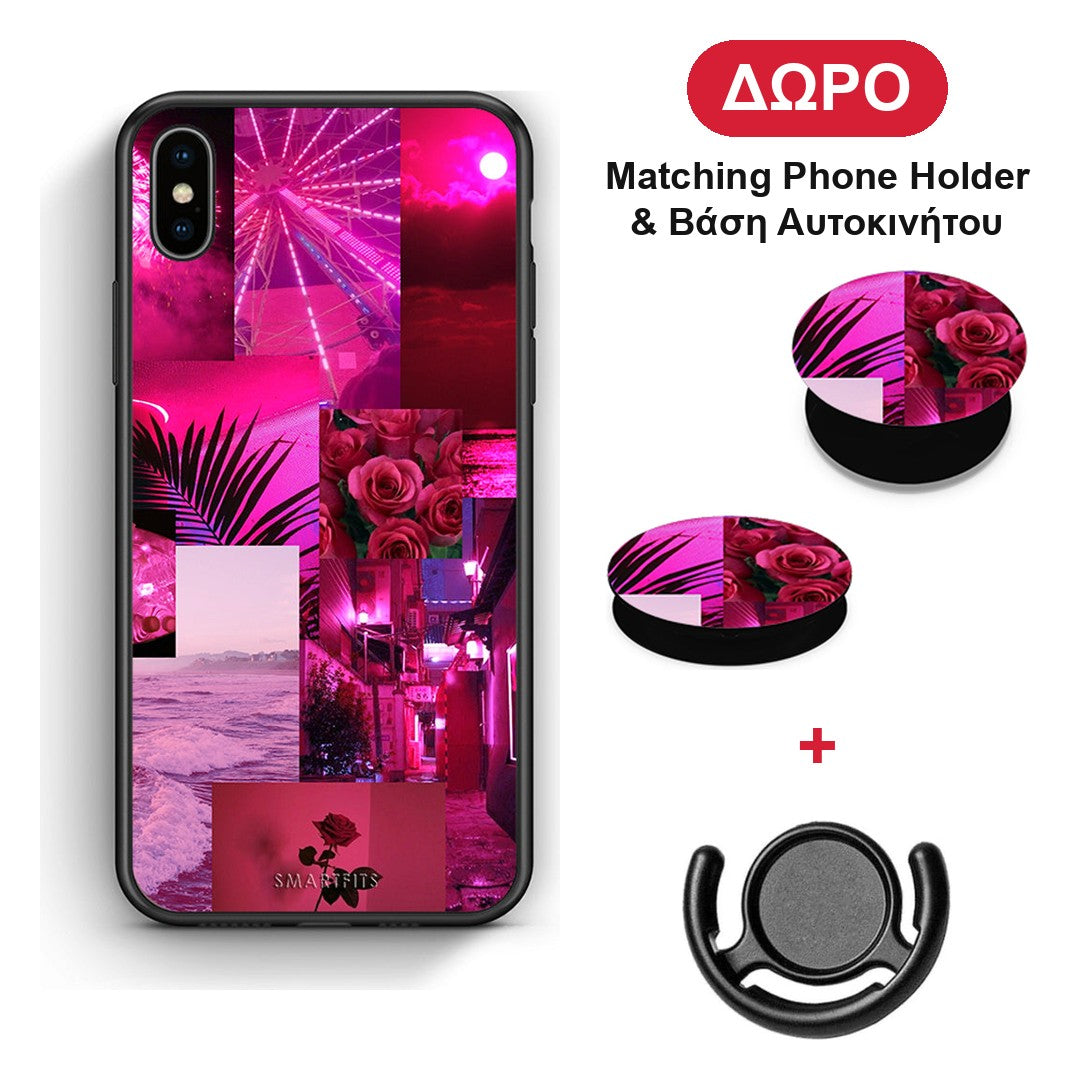 Collage Red Roses - iPhone Xs Max θήκη + Δώρο Phone Holder & Βάση Αυτοκινήτου