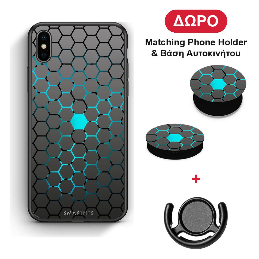 Geometric Hexagonal - iPhone Xs Max θήκη + Δώρο Phone Holder & Βάση Αυτοκινήτου