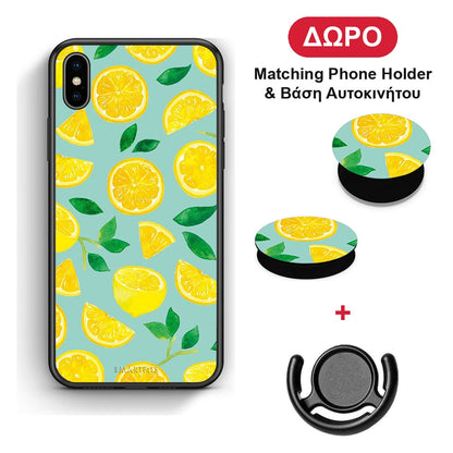 Lemons - iPhone Xs Max θήκη + Δώρο Phone Holder & Βάση Αυτοκινήτου