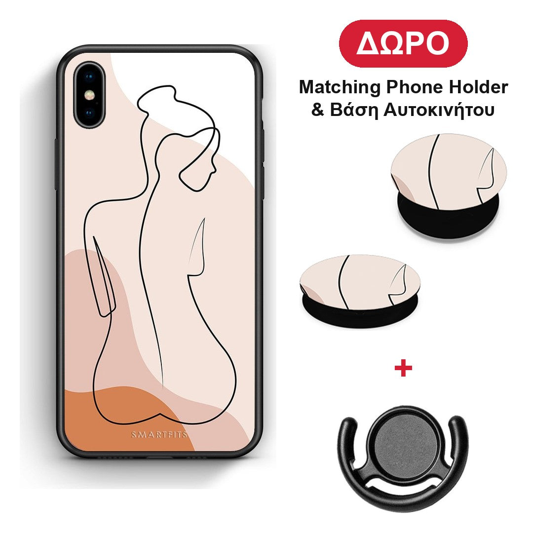 LineArt Woman - iPhone Xs Max θήκη + Δώρο Phone Holder & Βάση Αυτοκινήτου