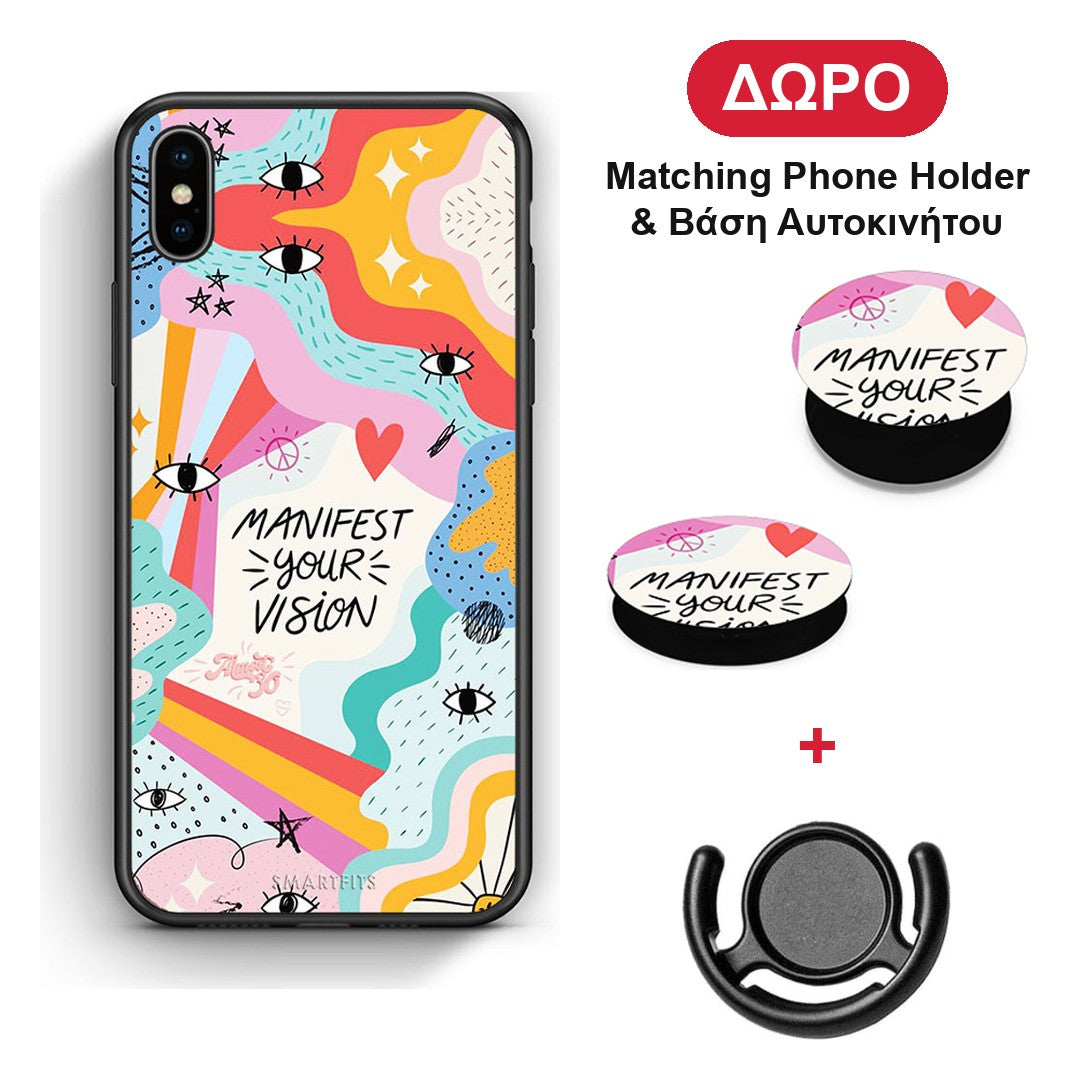 Manifest Your Vision - iPhone Xs Max θήκη + Δώρο Phone Holder & Βάση Αυτοκινήτου