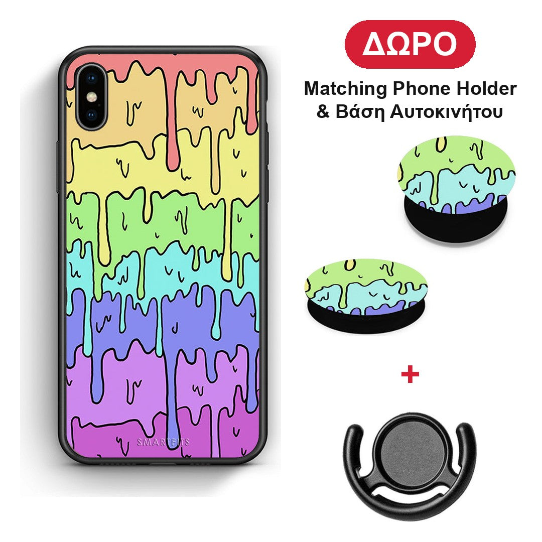 Melting Rainbow - iPhone Xs Max θήκη + Δώρο Phone Holder & Βάση Αυτοκινήτου
