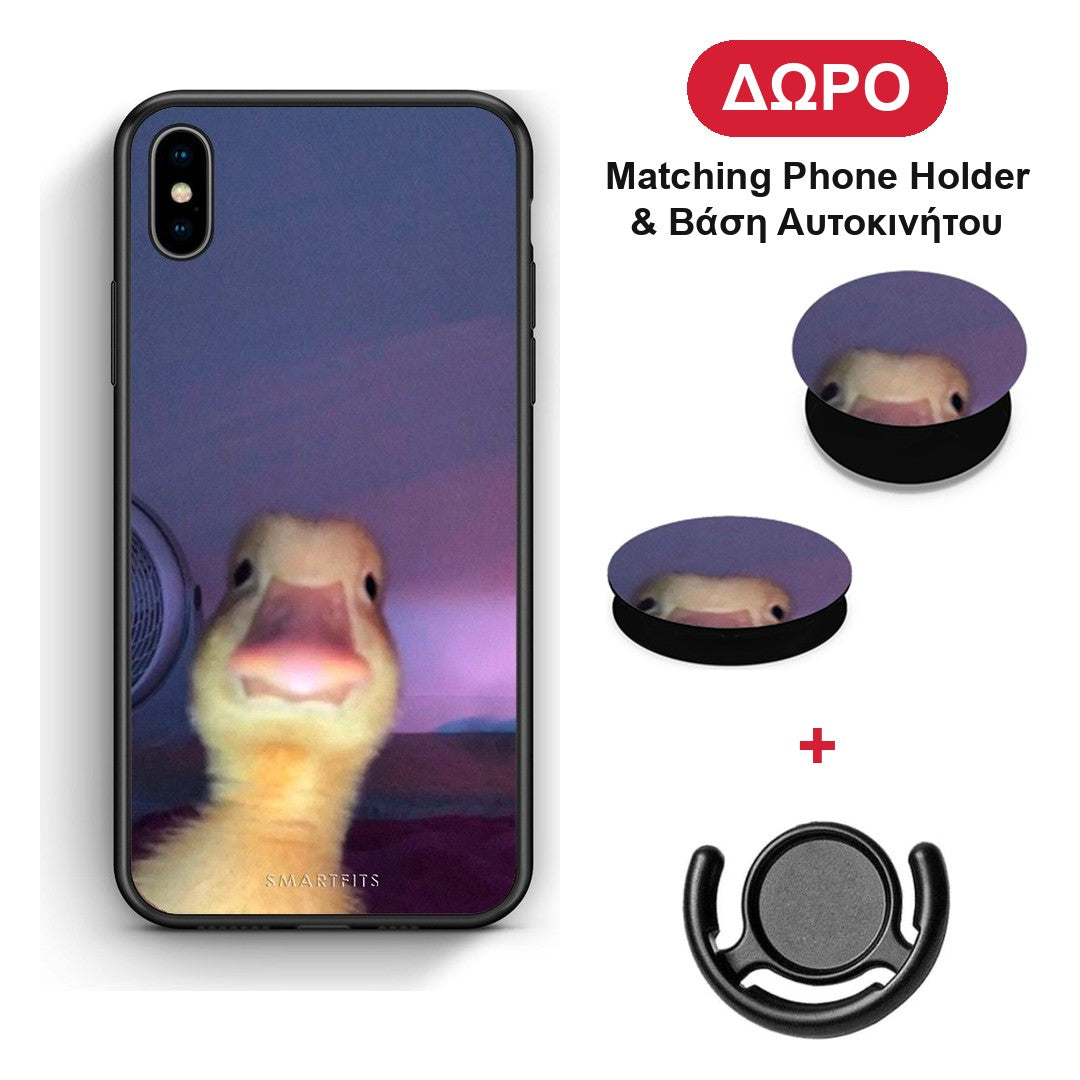 Meme Duck - iPhone Xs Max θήκη + Δώρο Phone Holder & Βάση Αυτοκινήτου