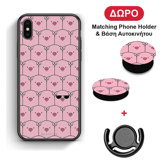 Pig Glasses - iPhone Xs Max θήκη + Δώρο Phone Holder & Βάση Αυτοκινήτου