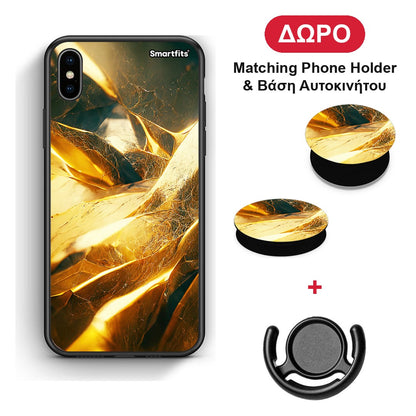 Real Gold - iPhone Xs Max θήκη + Δώρο Phone Holder & Βάση Αυτοκινήτου