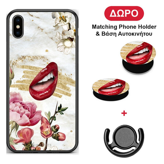Red Lips - iPhone Xs Max θήκη + Δώρο Phone Holder & Βάση Αυτοκινήτου