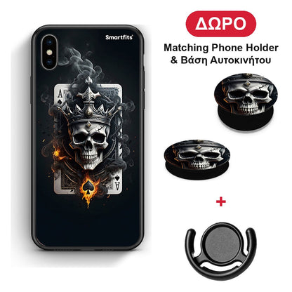 Skull King Ace - iPhone Xs Max θήκη + Δώρο Phone Holder & Βάση Αυτοκινήτου