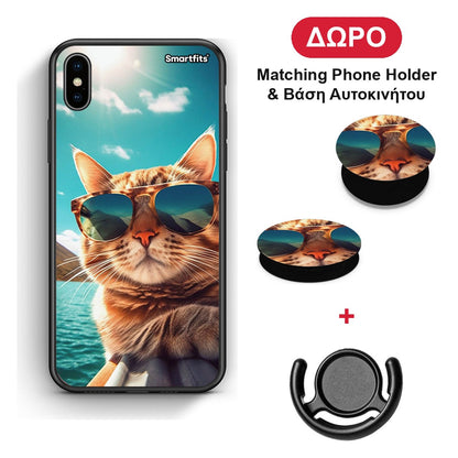 Summer Cat - iPhone Xs Max θήκη + Δώρο Phone Holder & Βάση Αυτοκινήτου