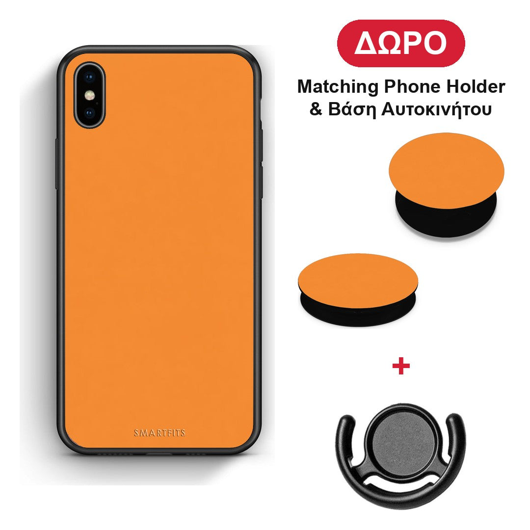 Tangerine Orange - iPhone Xs Max θήκη + Δώρο Phone Holder & Βάση Αυτοκινήτου