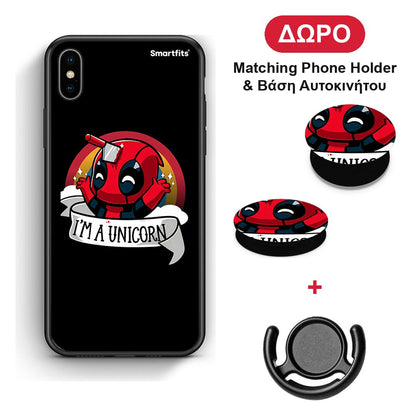 Unicorn Deadpool - iPhone Xs Max θήκη + Δώρο Phone Holder & Βάση Αυτοκινήτου