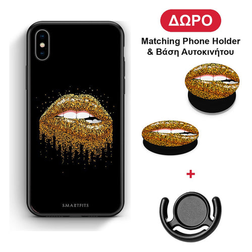 Valentine Golden - iPhone Xs Max θήκη + Δώρο Phone Holder & Βάση Αυτοκινήτου