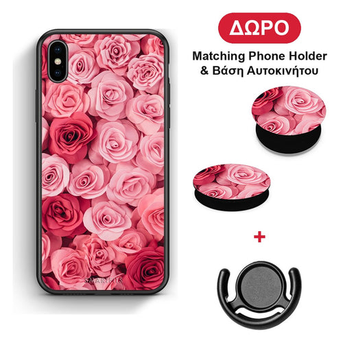 Valentine RoseGarden - iPhone Xs Max θήκη + Δώρο Phone Holder & Βάση Αυτοκινήτου