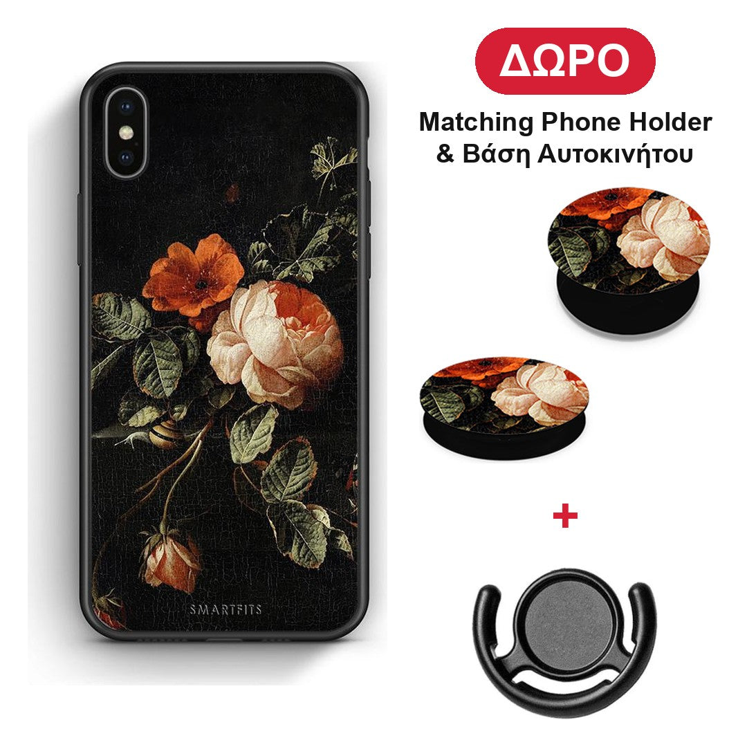 Vintage Roses - iPhone Xs Max θήκη + Δώρο Phone Holder & Βάση Αυτοκινήτου