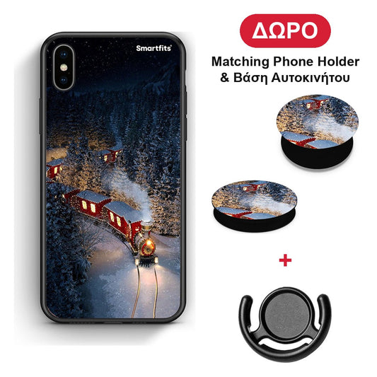 Xmas Train - iPhone Xs Max θήκη + Δώρο Phone Holder & Βάση Αυτοκινήτου