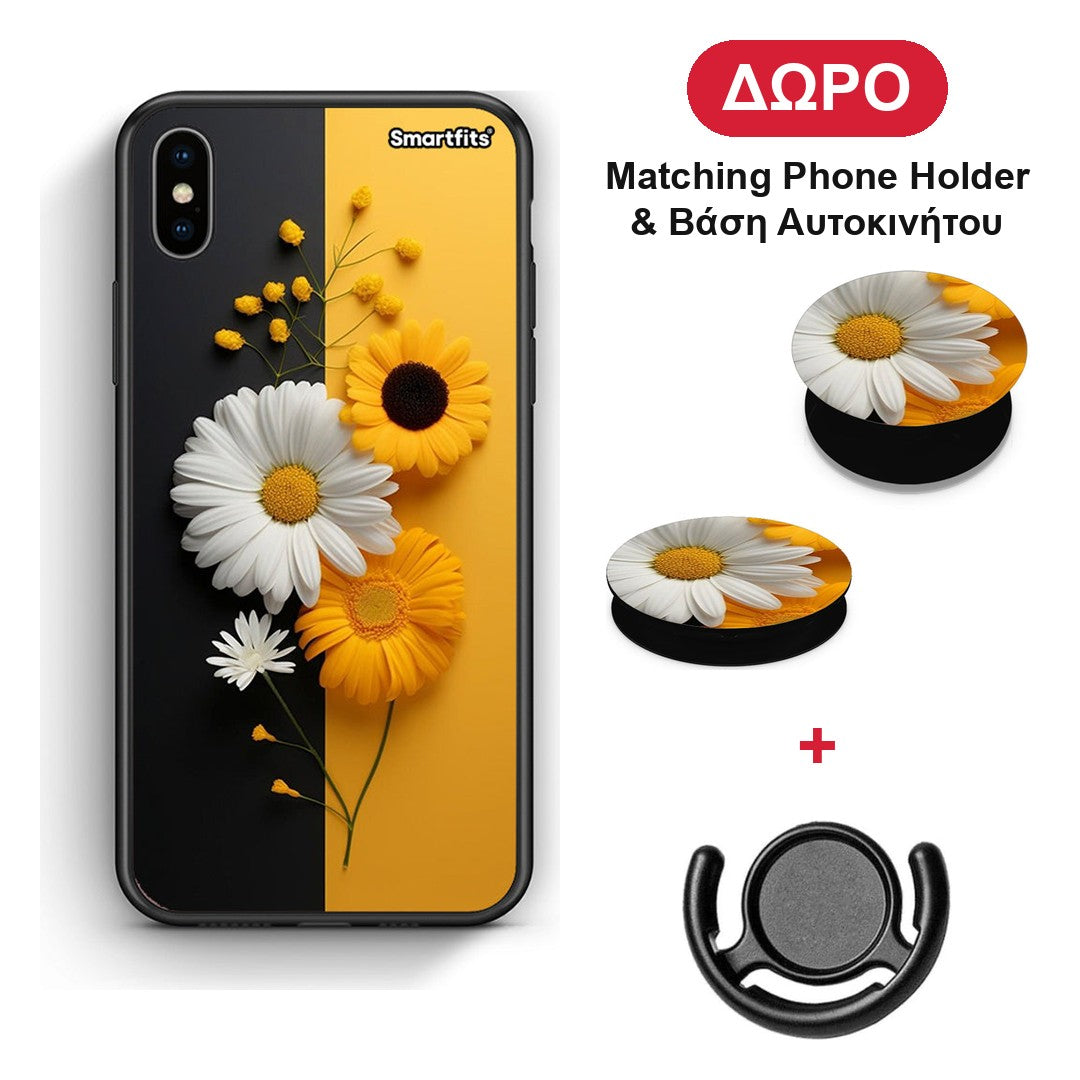 Yellow Daisies - iPhone Xs Max θήκη + Δώρο Phone Holder & Βάση Αυτοκινήτου