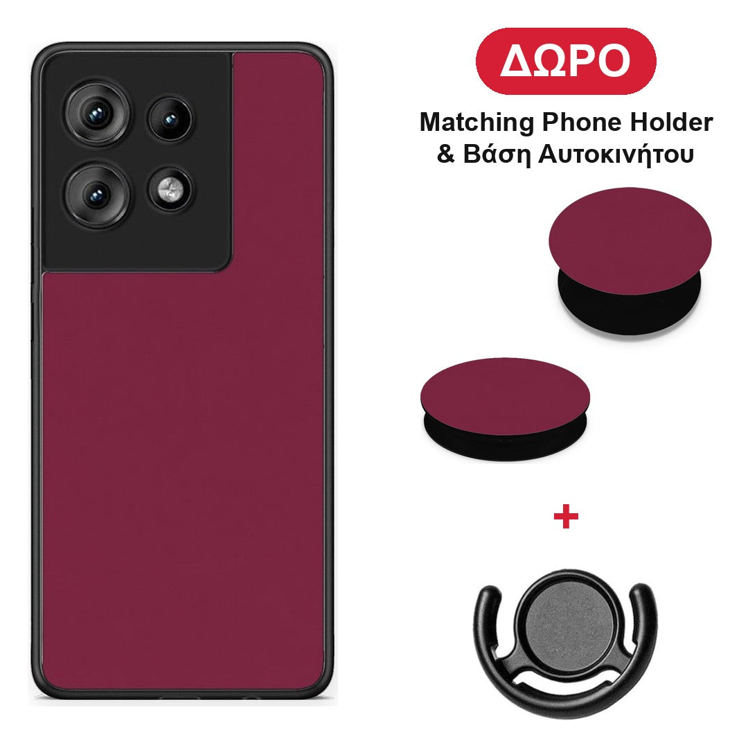 Burgundy - Motorola Edge 50 θήκη + Δώρο Phone Holder & Βάση Αυτοκινήτου