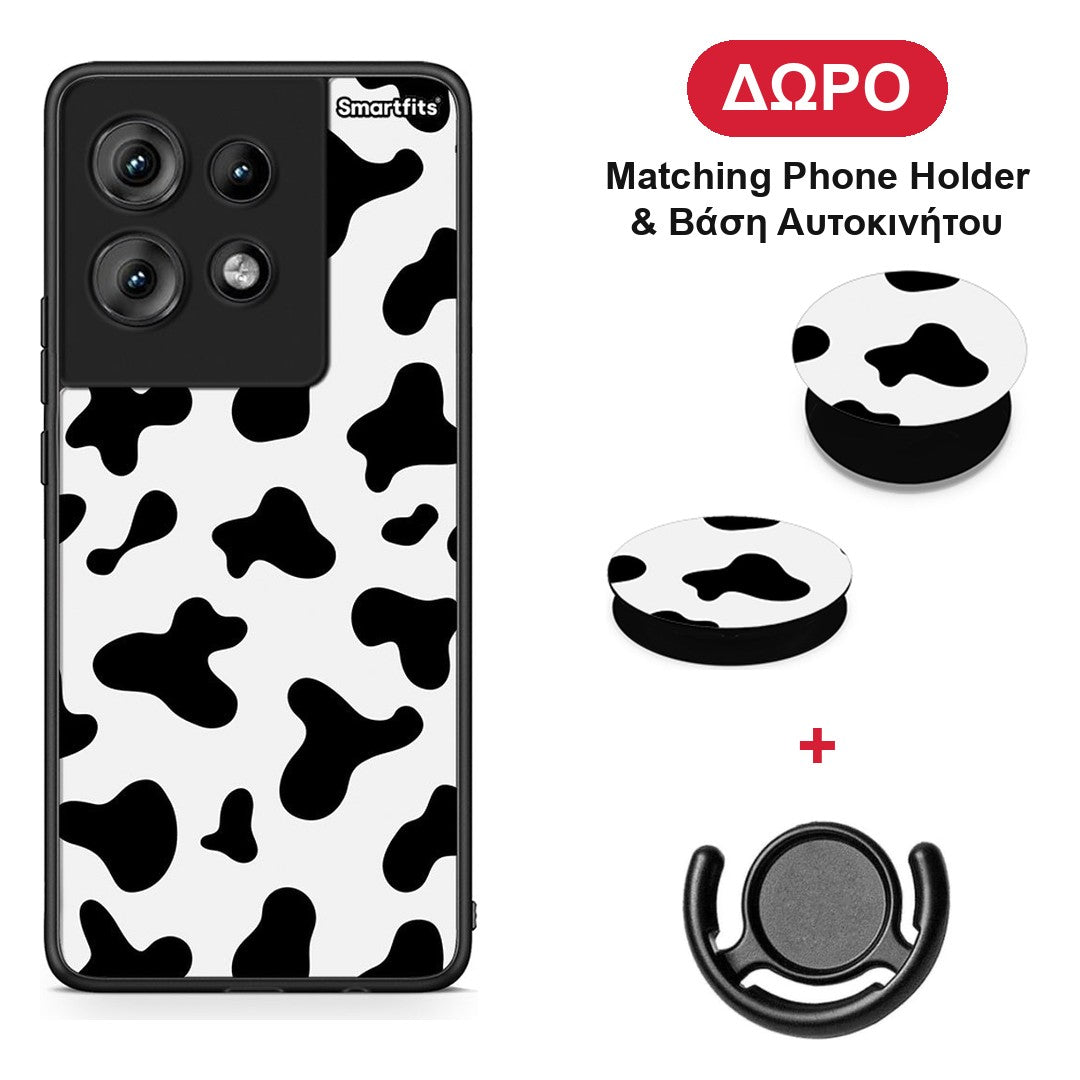 Cow Print - Motorola Edge 50 θήκη + Δώρο Phone Holder & Βάση Αυτοκινήτου