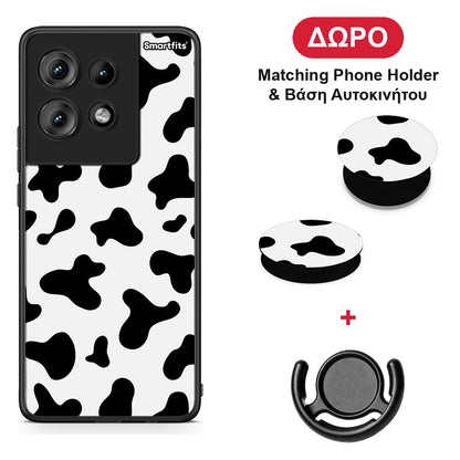 Cow Print - Motorola Edge 50 θήκη + Δώρο Phone Holder & Βάση Αυτοκινήτου