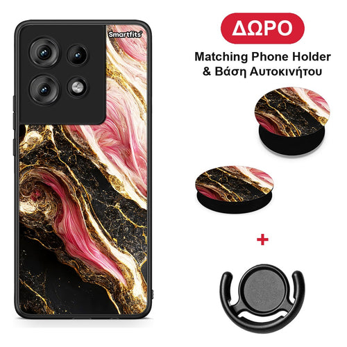 Glamorous Pink Marble - Motorola Edge 50 θήκη + Δώρο Phone Holder & Βάση Αυτοκινήτου
