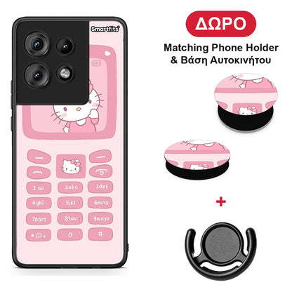 Hello Kitten - Motorola Edge 50 θήκη + Δώρο Phone Holder & Βάση Αυτοκινήτου