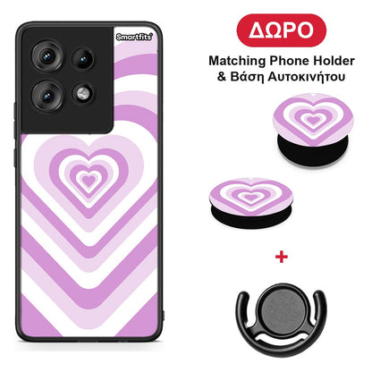 Lilac Hearts - Motorola Edge 50 θήκη + Δώρο Phone Holder & Βάση Αυτοκινήτου