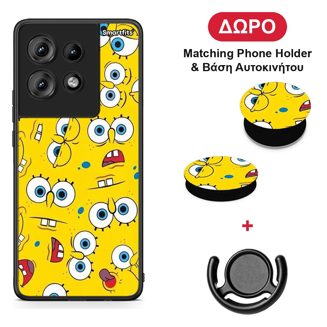 PopArt Sponge - Motorola Edge 50 θήκη + Δώρο Phone Holder & Βάση Αυτοκινήτου