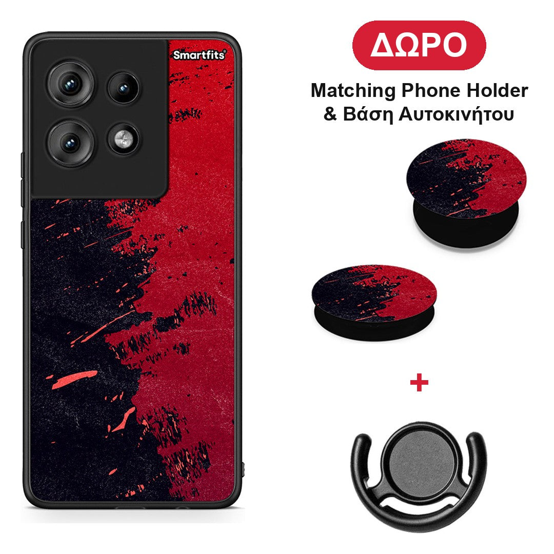 Red Paint - Motorola Edge 50 θήκη + Δώρο Phone Holder & Βάση Αυτοκινήτου