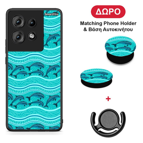 Swimming Dolphins - Motorola Edge 50 θήκη + Δώρο Phone Holder & Βάση Αυτοκινήτου