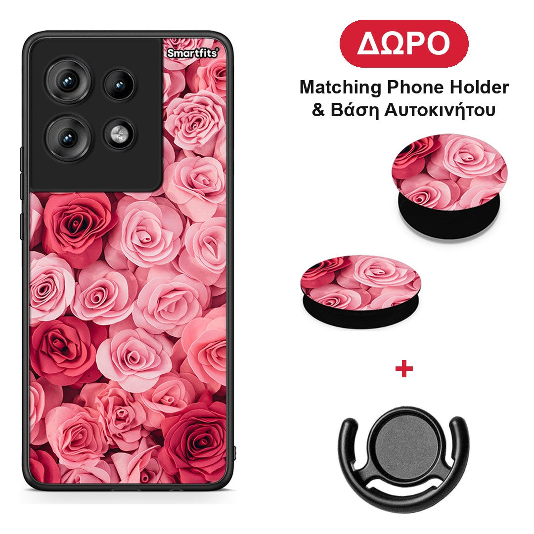 Valentine RoseGarden - Motorola Edge 50 θήκη + Δώρο Phone Holder & Βάση Αυτοκινήτου