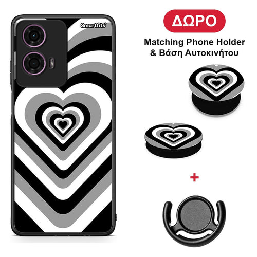 Black Hearts - Motorola G24 θήκη + Δώρο Phone Holder & Βάση Αυτοκινήτου