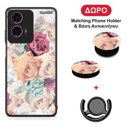 Floral Bouquet - Motorola G24 θήκη + Δώρο Phone Holder & Βάση Αυτοκινήτου