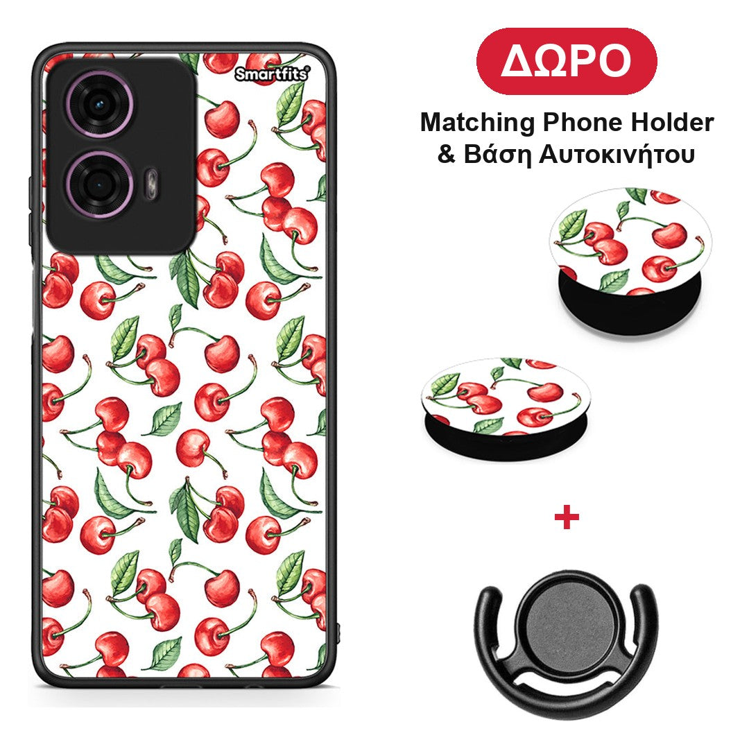 Cherry Summer - Motorola G24 θήκη + Δώρο Phone Holder & Βάση Αυτοκινήτου