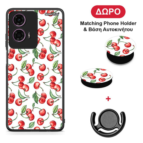 Cherry Summer - Motorola G24 θήκη + Δώρο Phone Holder & Βάση Αυτοκινήτου