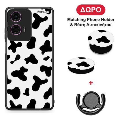 Cow Print - Motorola G24 θήκη + Δώρο Phone Holder & Βάση Αυτοκινήτου