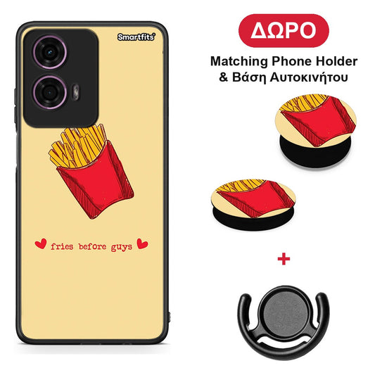 Fries Before Guys - Motorola G24 θήκη + Δώρο Phone Holder & Βάση Αυτοκινήτου