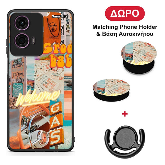 Groovy Babe - Motorola G24 θήκη + Δώρο Phone Holder & Βάση Αυτοκινήτου