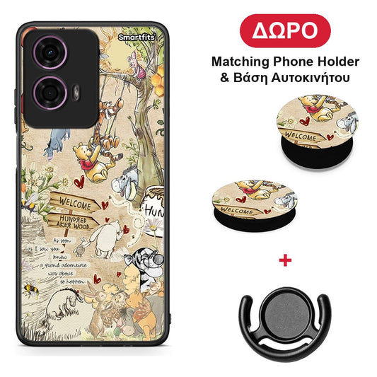 Happy Friends - Motorola G24 θήκη + Δώρο Phone Holder & Βάση Αυτοκινήτου