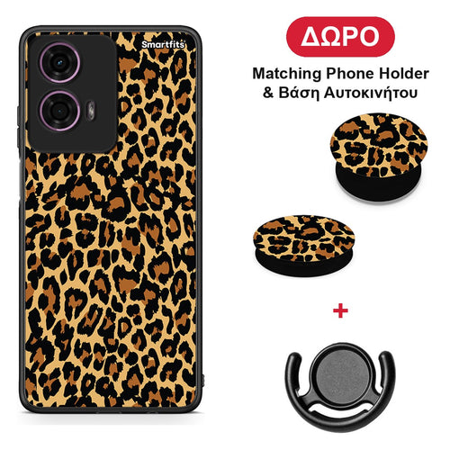 Animal Leopard - Motorola G24 θήκη + Δώρο Phone Holder & Βάση Αυτοκινήτου