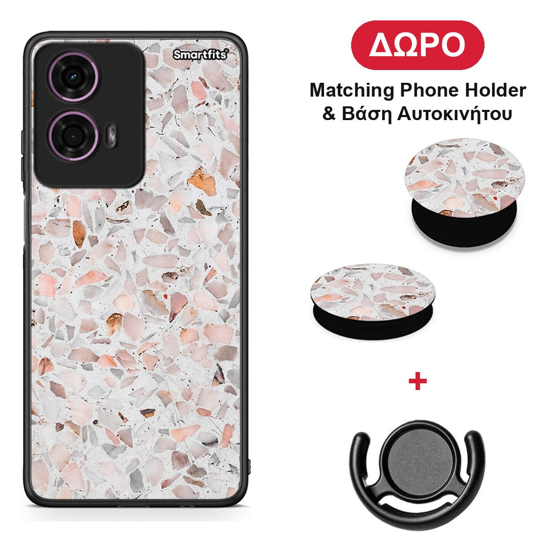 Marble Terrazzo - Motorola G24 θήκη + Δώρο Phone Holder & Βάση Αυτοκινήτου
