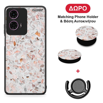 Marble Terrazzo - Motorola G24 θήκη + Δώρο Phone Holder & Βάση Αυτοκινήτου