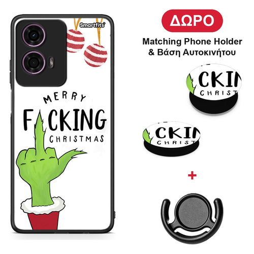 Merry F Xmas - Motorola G24 θήκη + Δώρο Phone Holder & Βάση Αυτοκινήτου