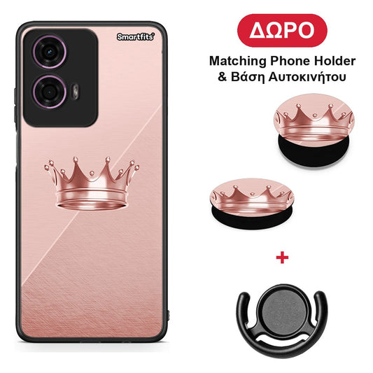 Minimal Crown - Motorola G24 θήκη + Δώρο Phone Holder & Βάση Αυτοκινήτου