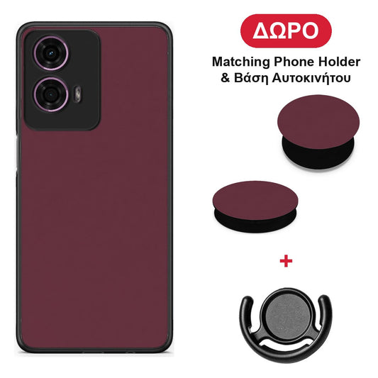 Muted Burgundy - Motorola G24 θήκη + Δώρο Phone Holder & Βάση Αυτοκινήτου