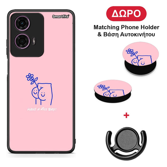 Nice Day - Motorola G24 θήκη + Δώρο Phone Holder & Βάση Αυτοκινήτου