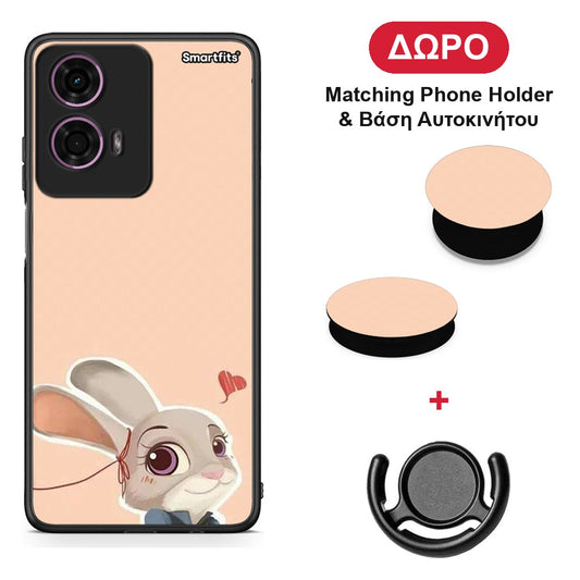 Nick Wilde And Judy Hopps Love 2 - Motorola G24 θήκη + Δώρο Phone Holder & Βάση Αυτοκινήτου