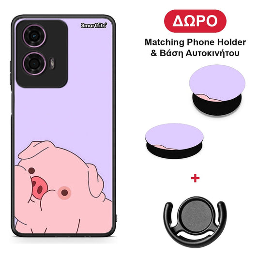 Pig Love 2 - Motorola G24 θήκη + Δώρο Phone Holder & Βάση Αυτοκινήτου