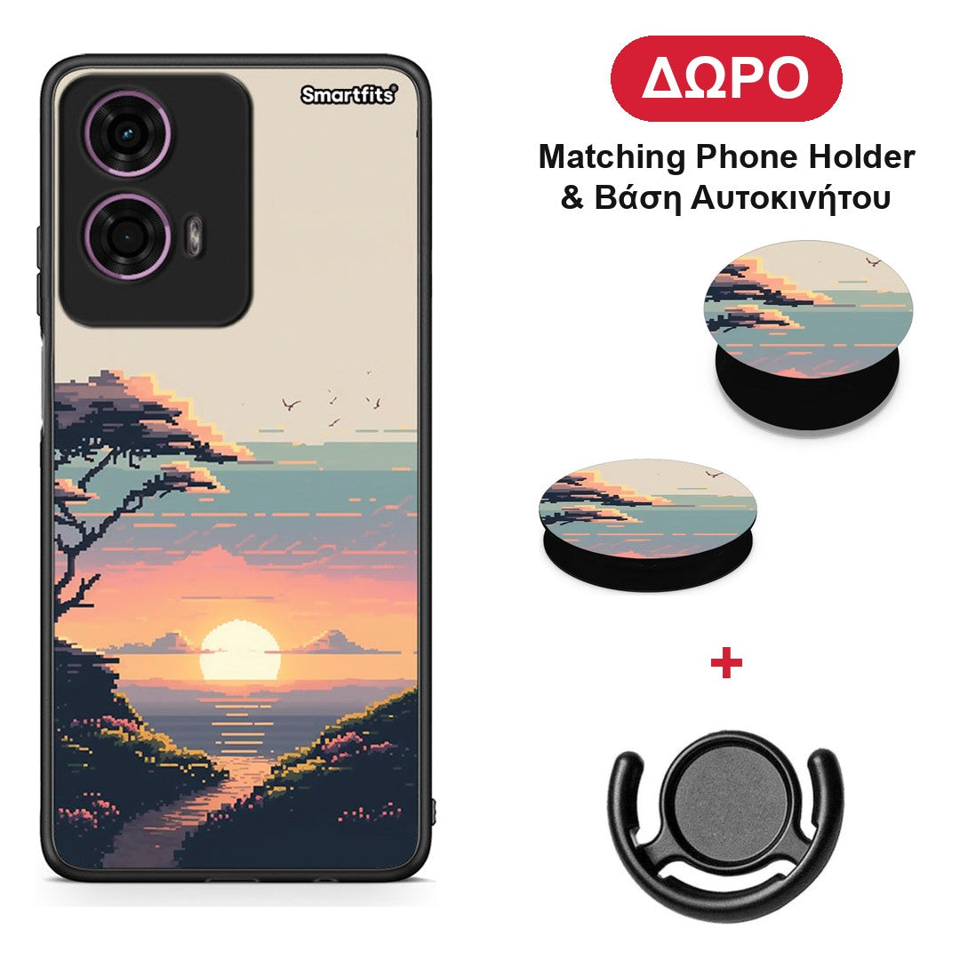 Pixel Sunset - Motorola G24 θήκη + Δώρο Phone Holder & Βάση Αυτοκινήτου